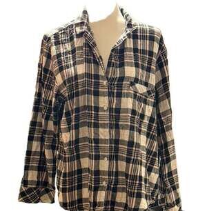 Victoria's Secret Flannel Pajama Top Size L Black White Plaid